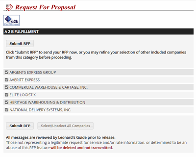 RFP System Screen Shot